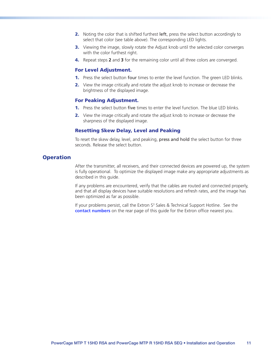 Operation | Extron Electronics PowerCage MTP 15HD RSA Series User Guide User Manual | Page 15 / 20
