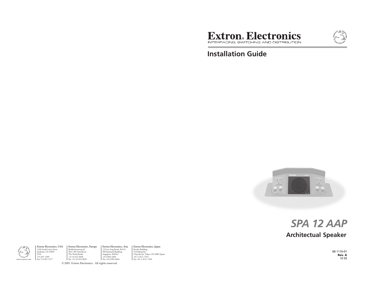 Extron Electronics SPA 12 AAP User Manual | 8 pages