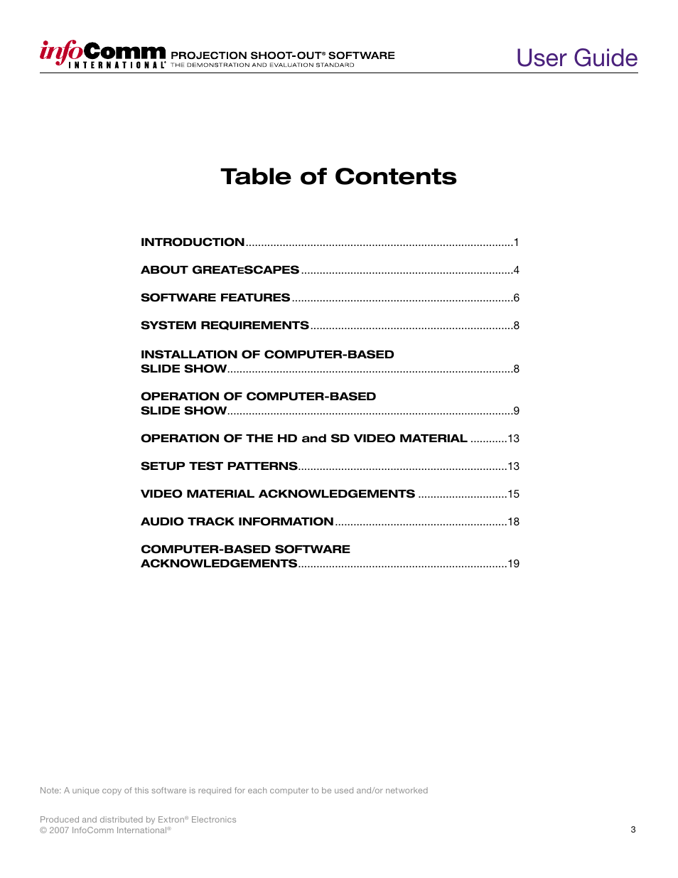 Extron Electronics Projection Shoot-Out Volume 2.0 User Manual | Page 3 / 20