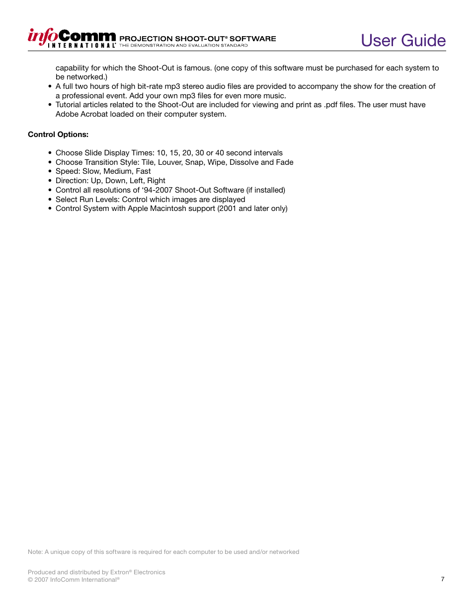 User guide | Extron Electronics Projection Shoot-Out Volume 2.0 User Manual | Page 7 / 20
