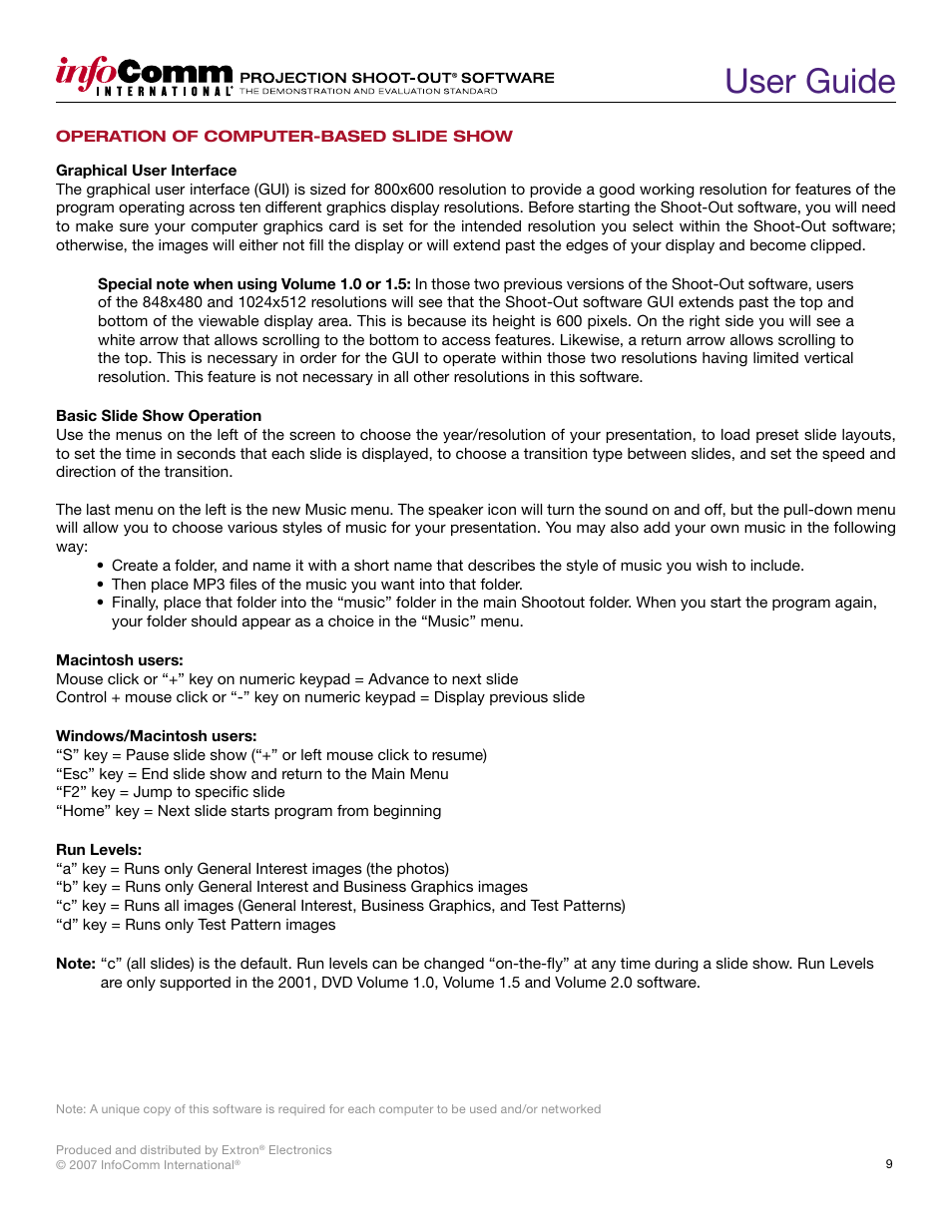 User guide | Extron Electronics Projection Shoot-Out Volume 2.0 User Manual | Page 9 / 20