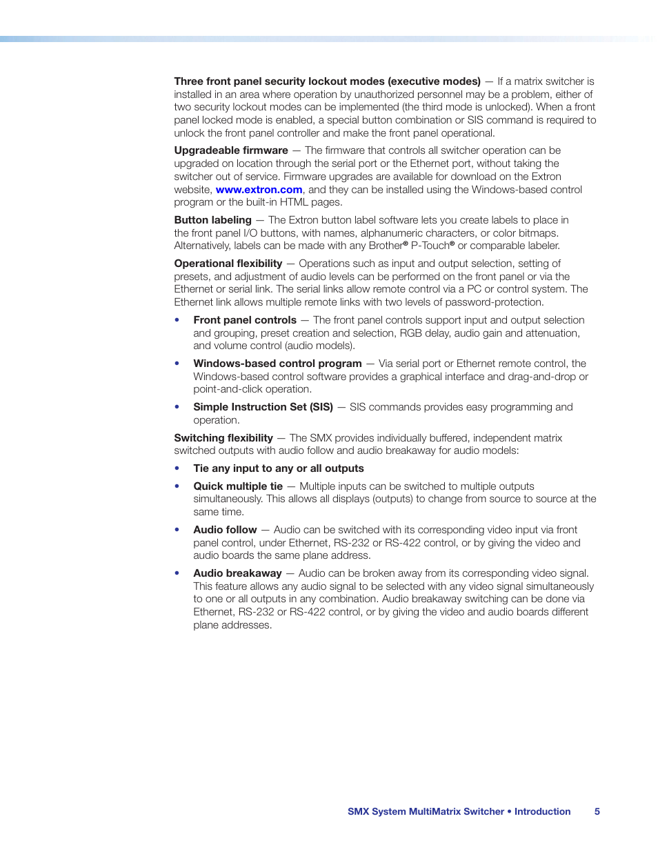 Extron Electronics SMX System User Guide User Manual | Page 11 / 124