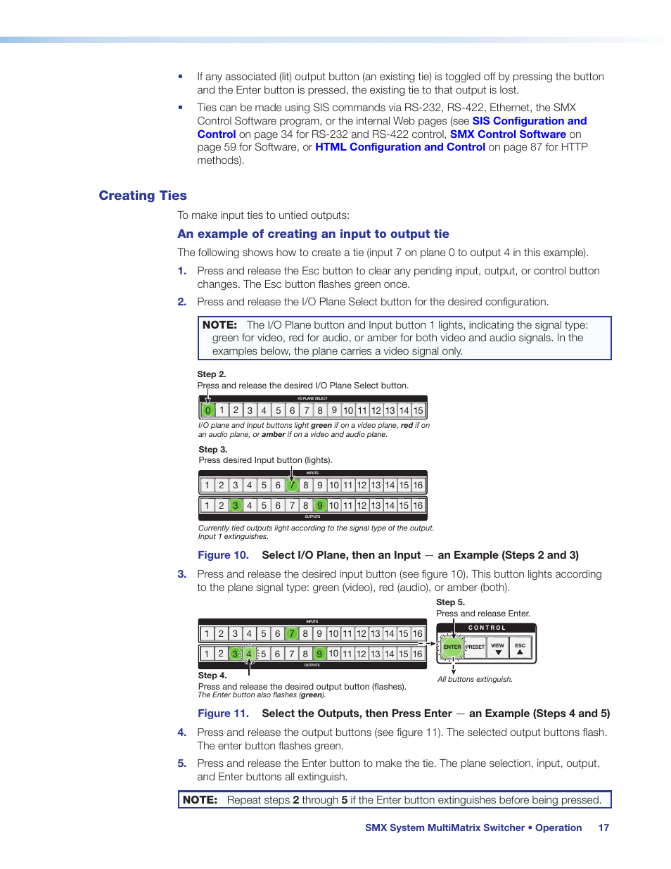Creating ties, An example of creating an input to output tie | Extron Electronics SMX System User Guide User Manual | Page 23 / 124