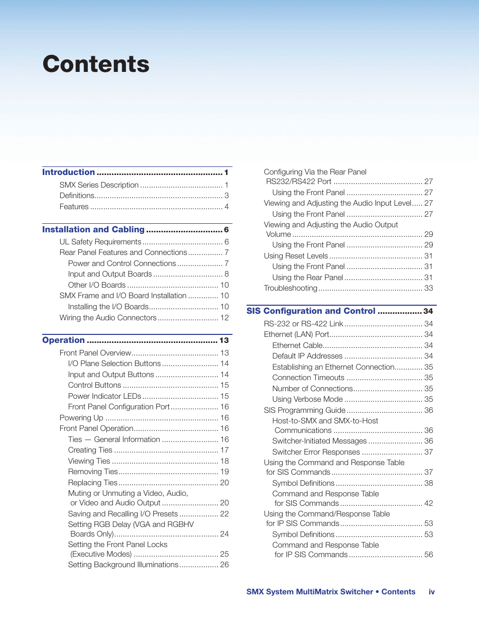 Extron Electronics SMX System User Guide User Manual | Page 5 / 124