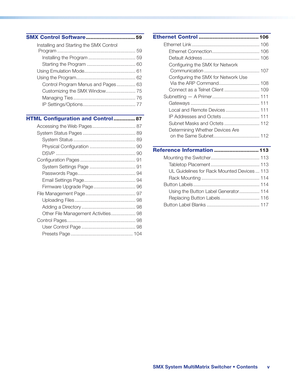 Extron Electronics SMX System User Guide User Manual | Page 6 / 124