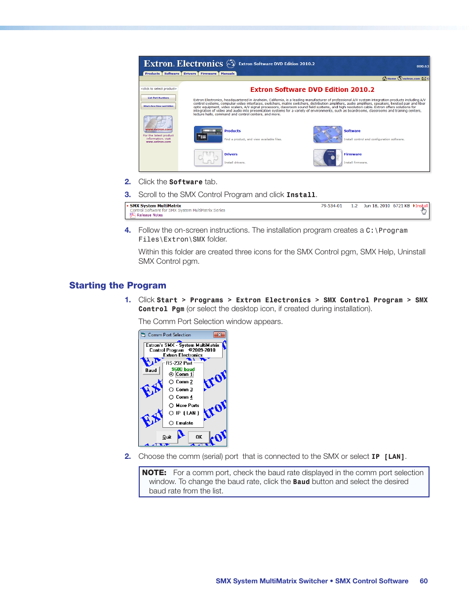 Starting the program | Extron Electronics SMX System User Guide User Manual | Page 66 / 124