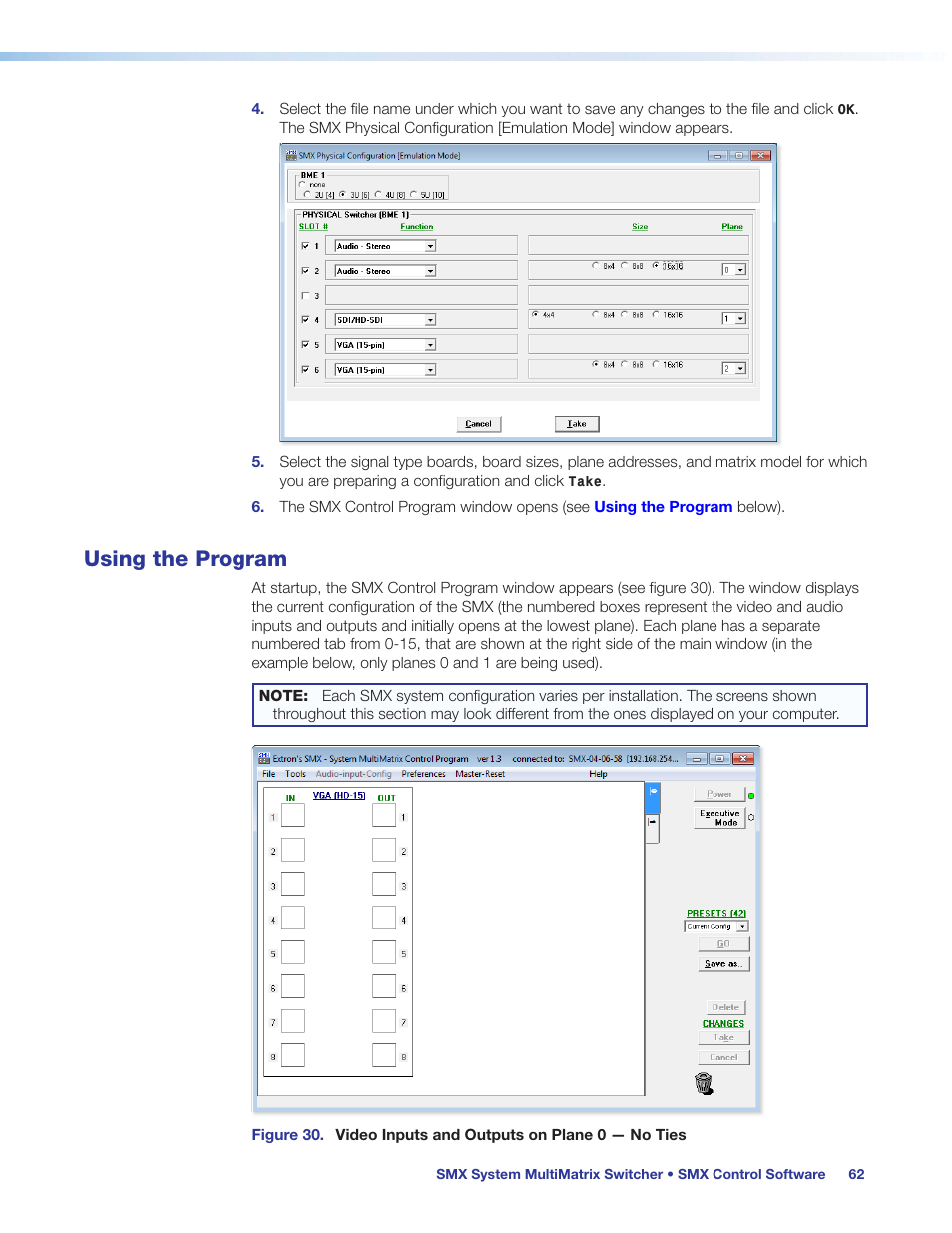 Using the program | Extron Electronics SMX System User Guide User Manual | Page 68 / 124