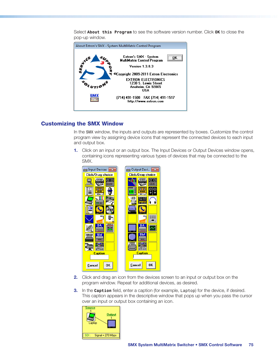 Customizing the smx window | Extron Electronics SMX System User Guide User Manual | Page 81 / 124