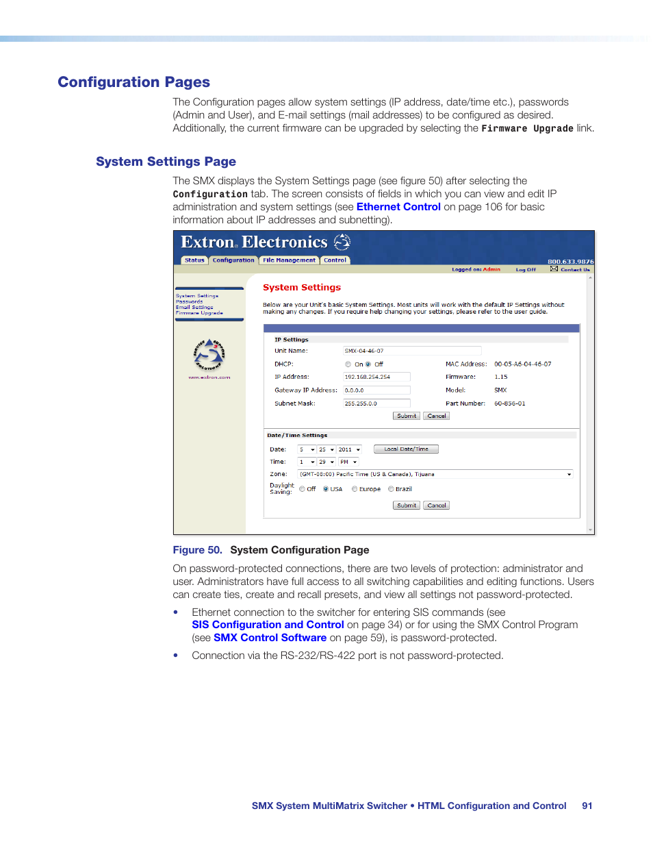 Configuration pages | Extron Electronics SMX System User Guide User Manual | Page 97 / 124