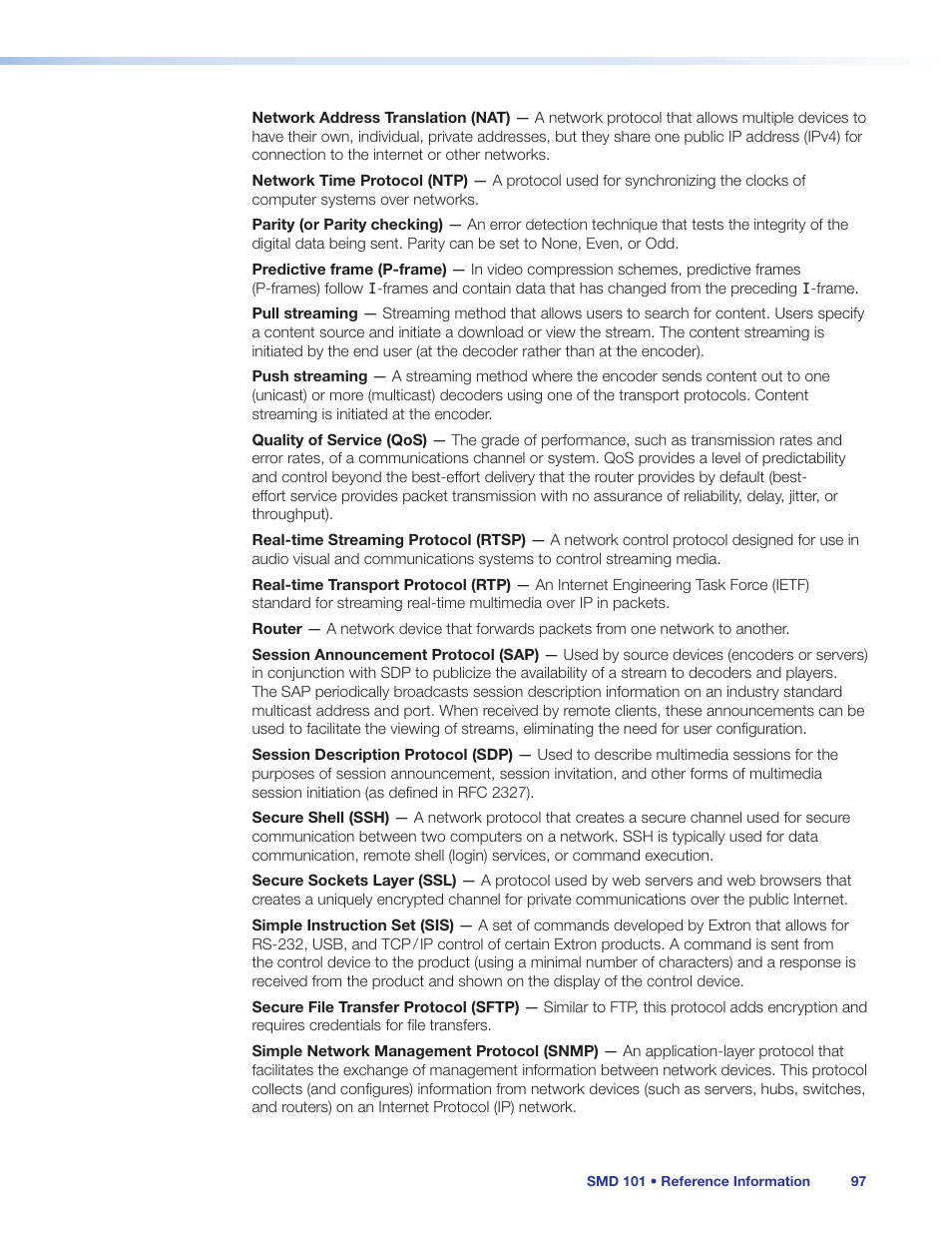Extron Electronics SMD 101 User Guide User Manual | Page 103 / 105