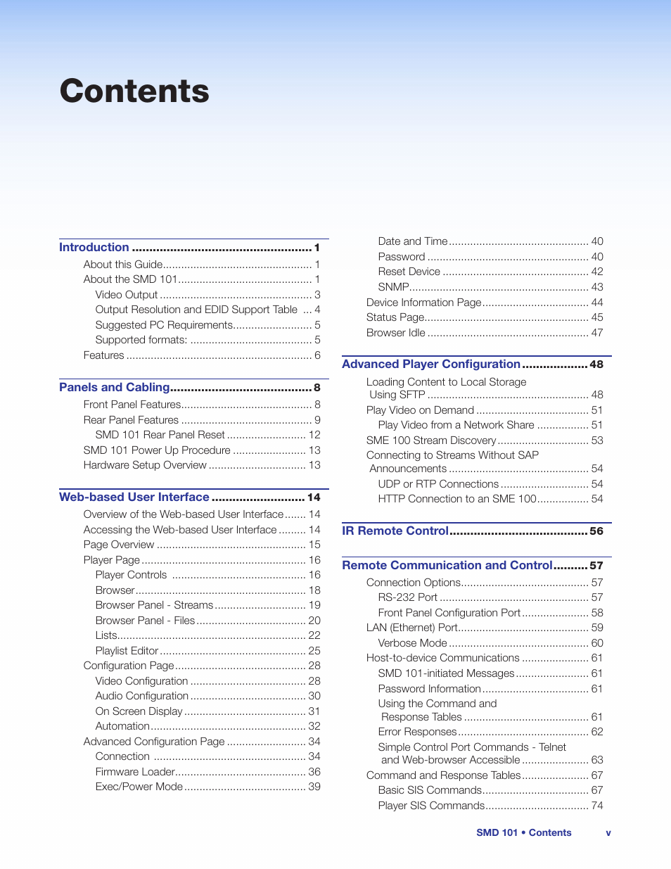 Extron Electronics SMD 101 User Guide User Manual | Page 5 / 105
