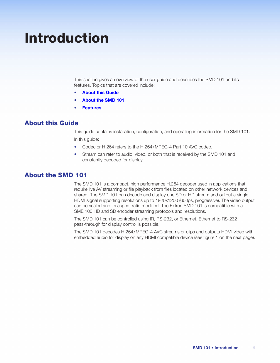 Introduction, About this guide, About the smd 101 | About this guide about the smd 101 | Extron Electronics SMD 101 User Guide User Manual | Page 7 / 105