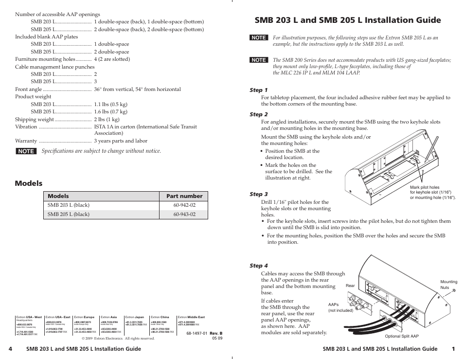 Models | Extron Electronics SMB 205 L User Manual | Page 4 / 4