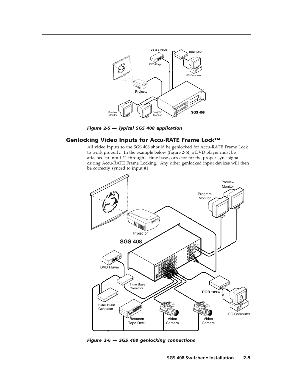 Genlocking video inputs for accu-rate frame lock, Sgs 408 | Extron Electronics SGS 408 User Guide User Manual | Page 15 / 64