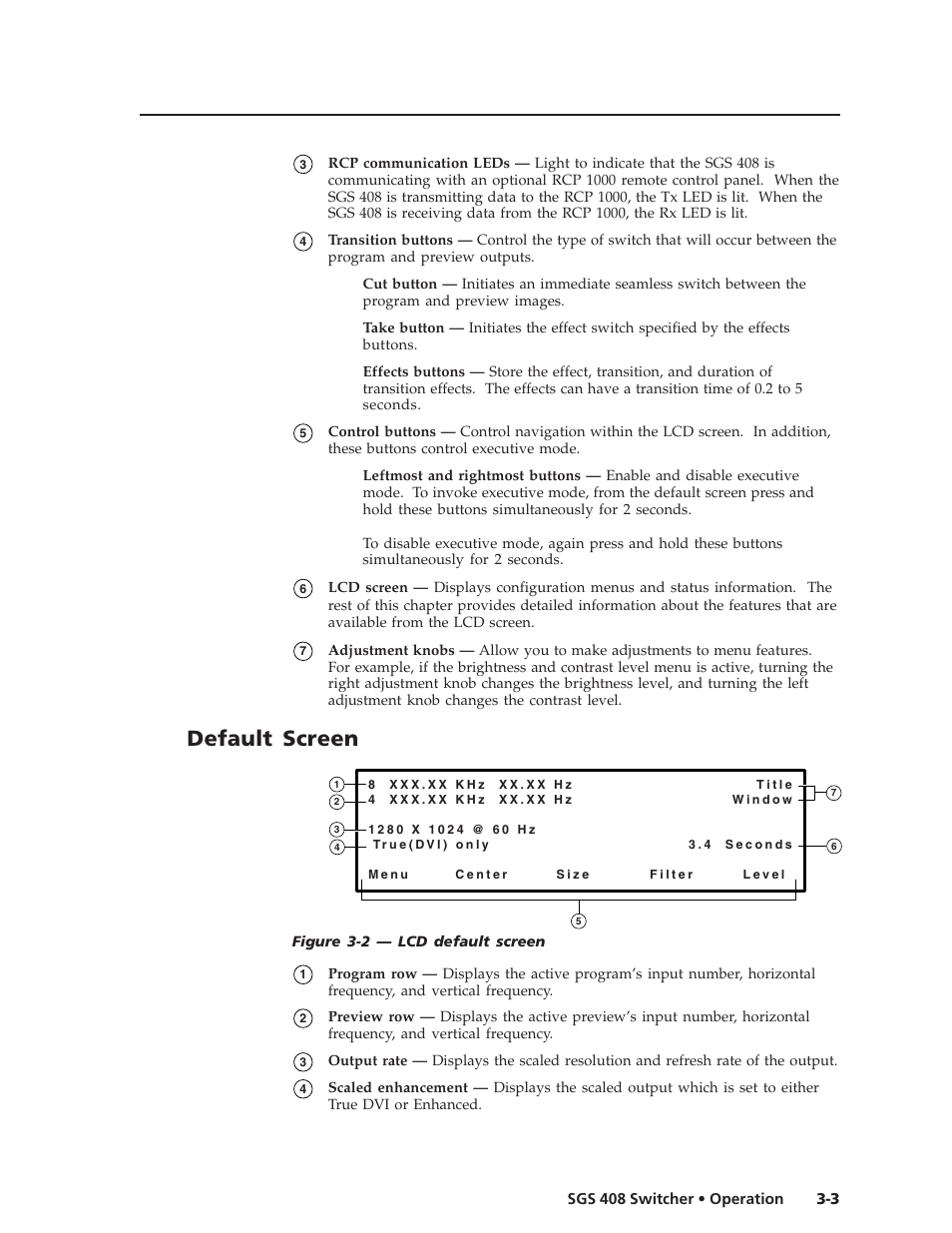 Default screen | Extron Electronics SGS 408 User Guide User Manual | Page 21 / 64