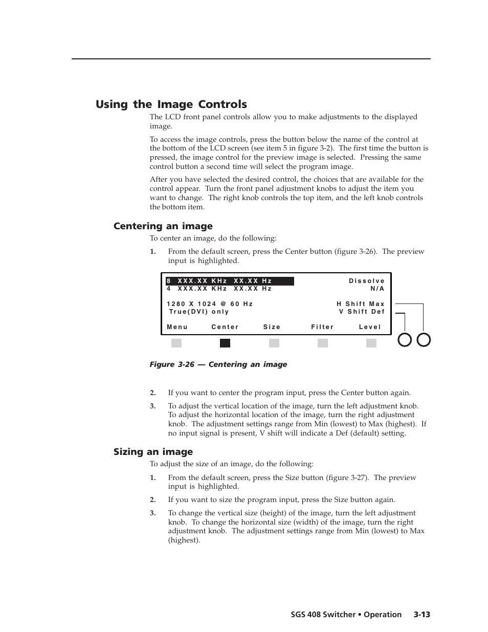 Using the image controls, Centering an image, Sizing an image | Extron Electronics SGS 408 User Guide User Manual | Page 31 / 64