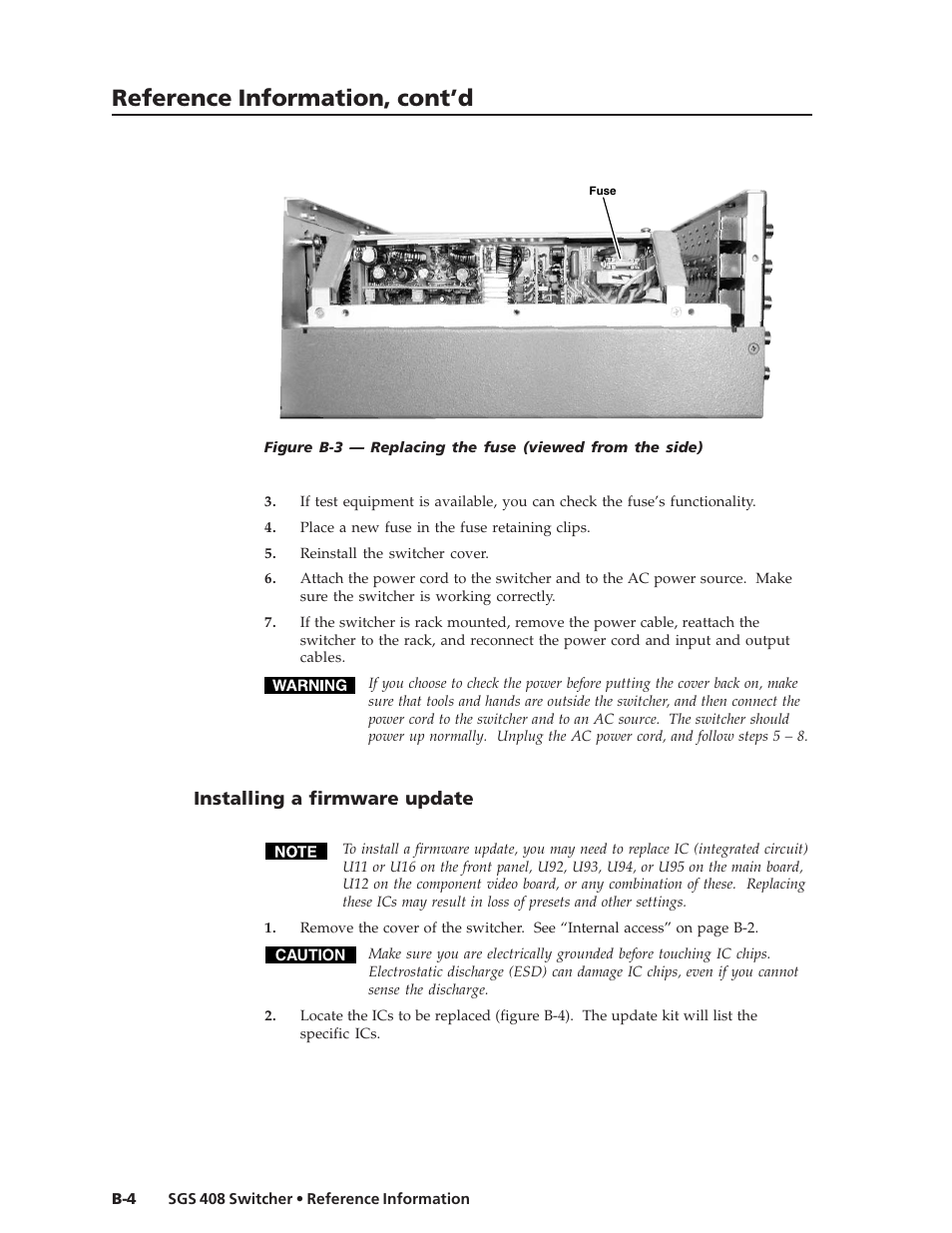 Reference information, cont’d, Installing a firmware update | Extron Electronics SGS 408 User Guide User Manual | Page 60 / 64