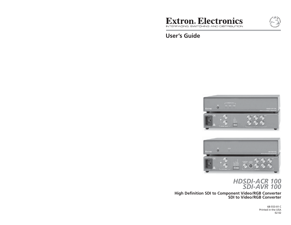 Extron Electronics SDI-AVR 100 User Guide User Manual | 5 pages