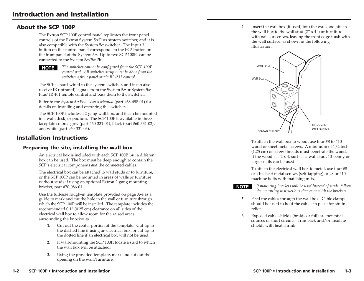 Introduction and installation, Introduction and installation, cont’d, About the scp 100p | Installation instructions | Extron Electronics SCP 100P User Guide User Manual | Page 5 / 11
