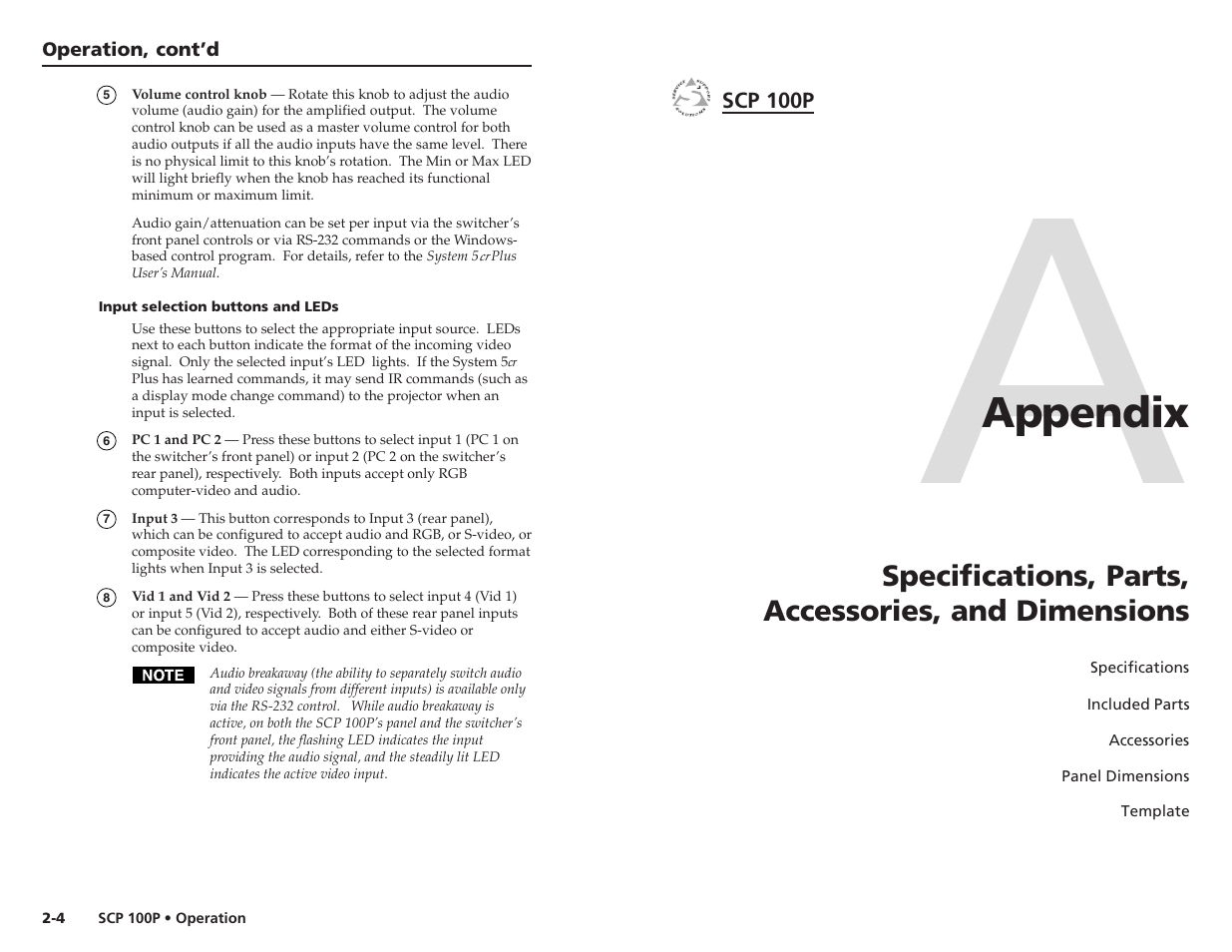 Appendix | Extron Electronics SCP 100P User Guide User Manual | Page 9 / 11