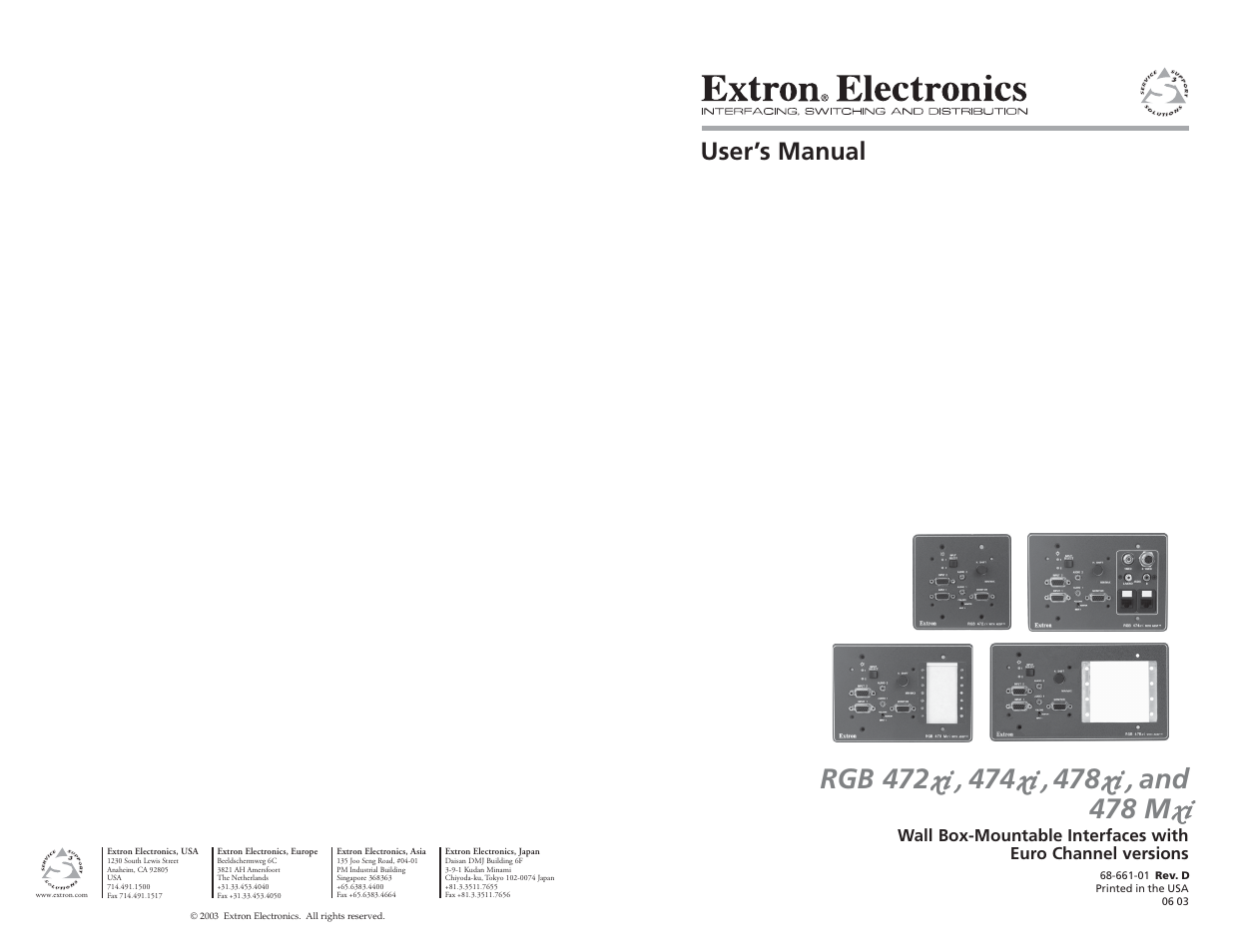 Extron Electronics RGB 472xi_474xi_478xi_478 Mxi User Guide User Manual | 17 pages