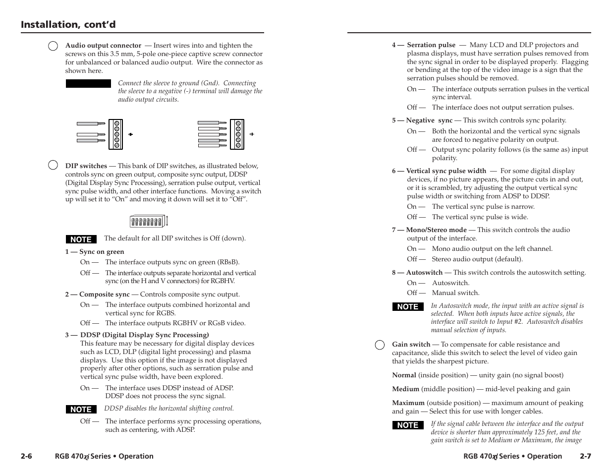 Installation, cont’d, Unbalanced output, Balanced output | Extron Electronics RGB 472xi_474xi_478xi_478 Mxi User Guide User Manual | Page 10 / 17