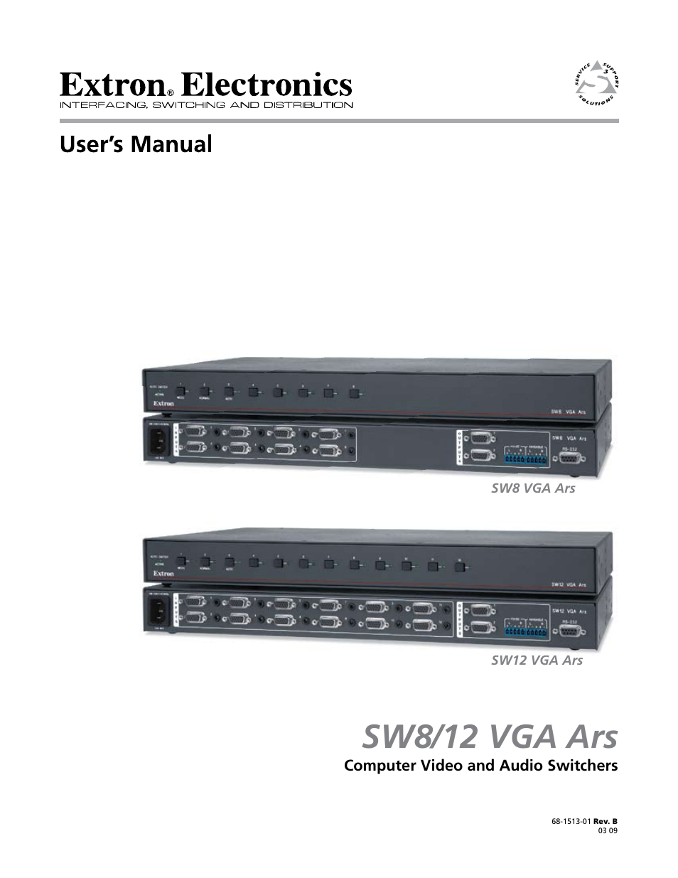 Extron Electronics SW8_12 VGA Ars User Guide User Manual | 41 pages