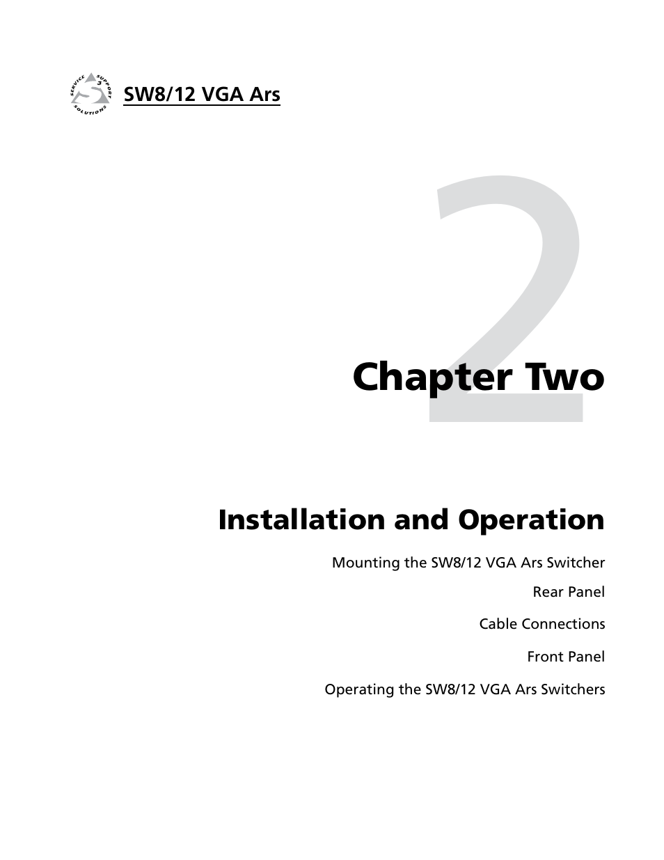 Chapter 2 • installation and operation, Chapter two • installation and operation | Extron Electronics SW8_12 VGA Ars User Guide User Manual | Page 10 / 41