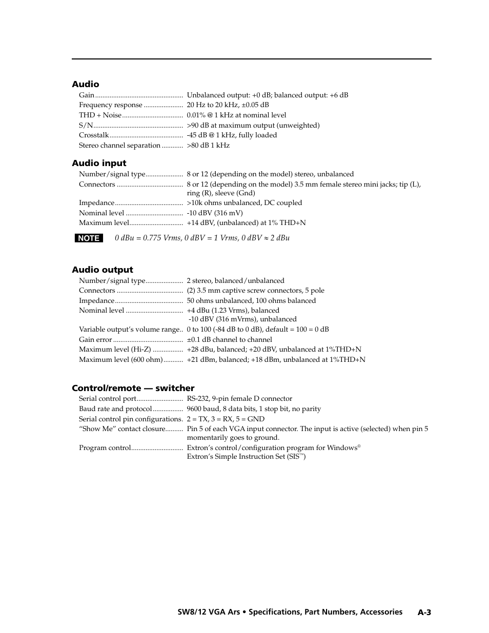Extron Electronics SW8_12 VGA Ars User Guide User Manual | Page 36 / 41