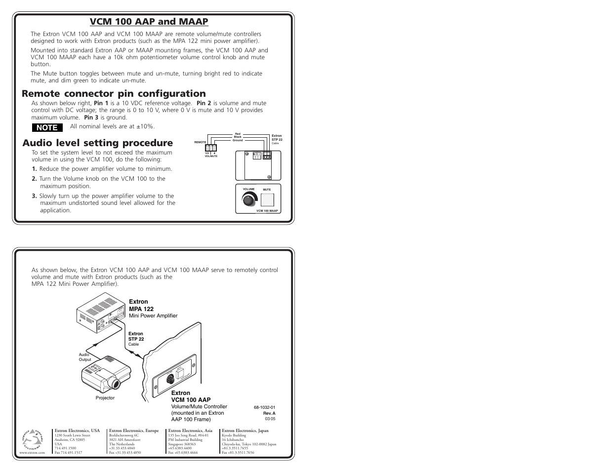 Extron Electronics VCM 100 AAP and MAAP User Manual | 1 page