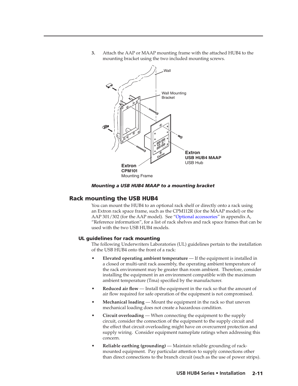 Rack mounting the usb hub4, Ul guidelines for rack mounting, Rack mounting the usb hub4 -11 | Ul guidelines for rack mounting -11, Preliminar y, Rack mounting the usb hub4 | Extron Electronics USB HUB4 Series User Guide User Manual | Page 21 / 28