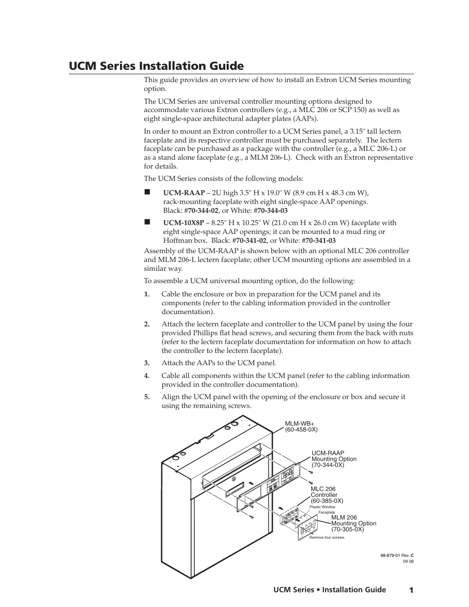 Extron Electronics UCM Series Installation User Manual | 2 pages