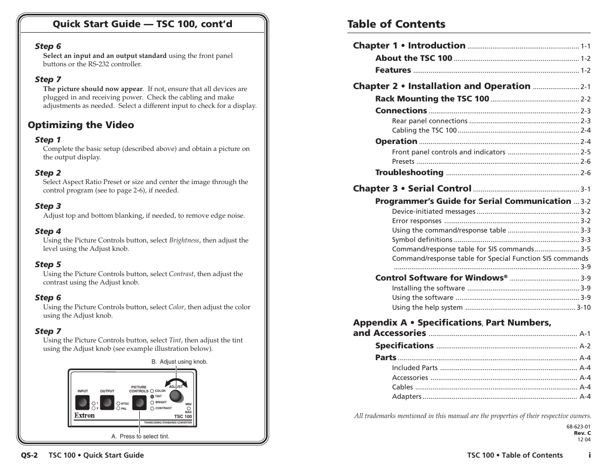 Extron Electronics TSC 100 User Guide User Manual | Page 4 / 17