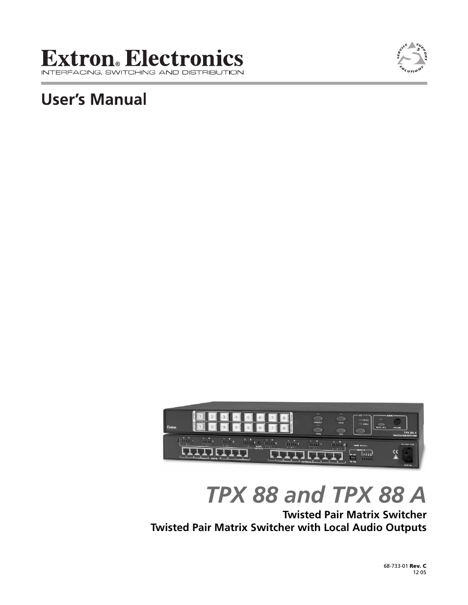 Extron Electronics TPX 88 A User Guide User Manual | 82 pages