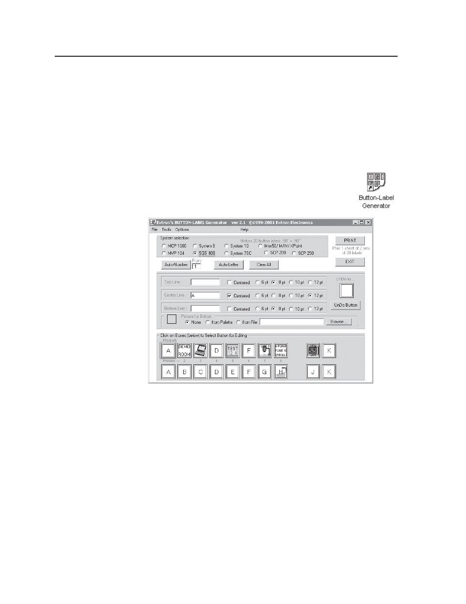 Matrix software, cont’d, Button-label generator | Extron Electronics TPX 88 A User Guide User Manual | Page 74 / 82