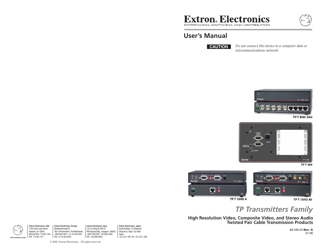 Extron Electronics TP Transmitters User Guide User Manual | 31 pages