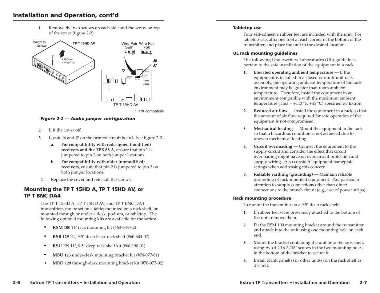 Installation and operation, cont’d, Pc h-shift | Extron Electronics TP Transmitters User Guide User Manual | Page 11 / 31
