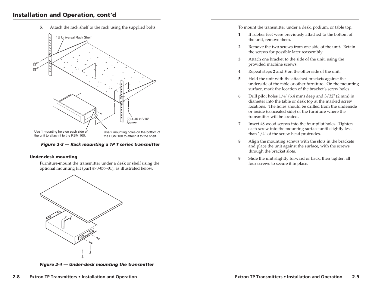Installation and operation, cont’d | Extron Electronics TP Transmitters User Guide User Manual | Page 12 / 31