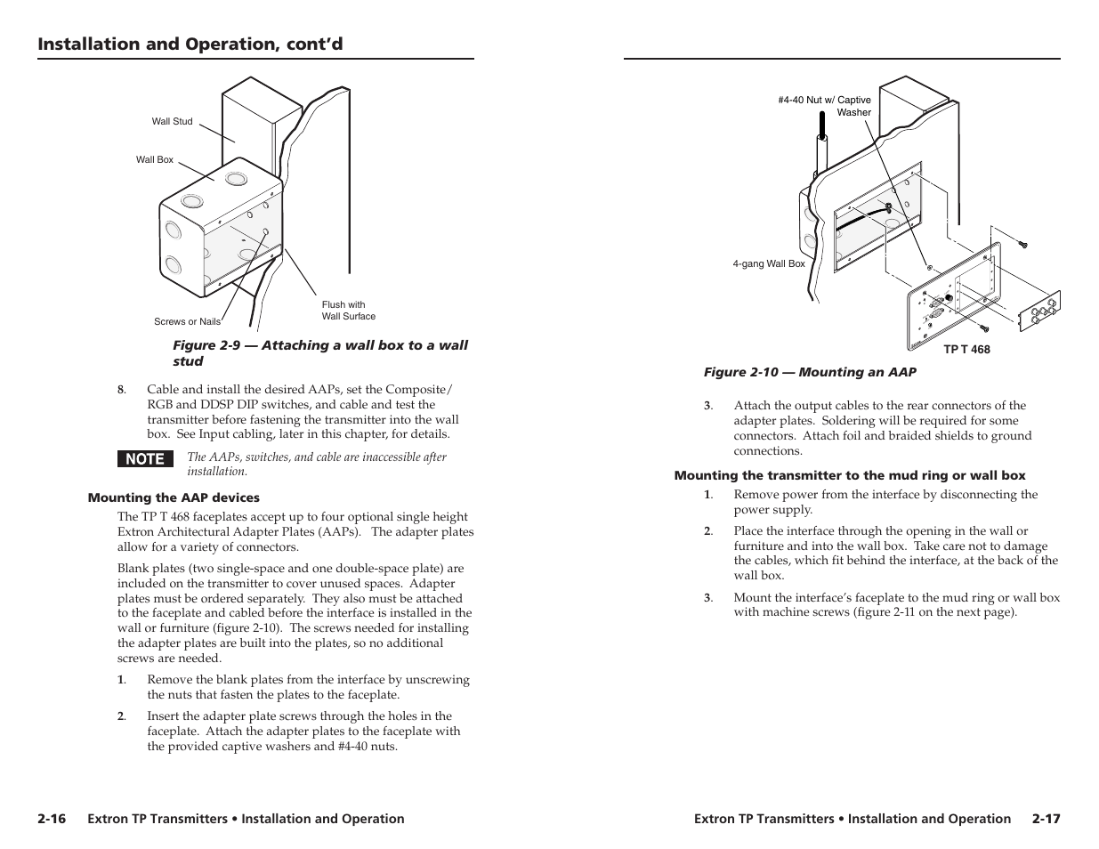 Installation and operation, cont’d | Extron Electronics TP Transmitters User Guide User Manual | Page 16 / 31