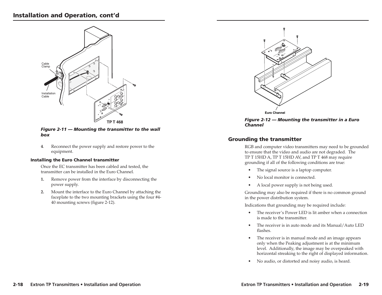 Installation and operation, cont’d | Extron Electronics TP Transmitters User Guide User Manual | Page 17 / 31