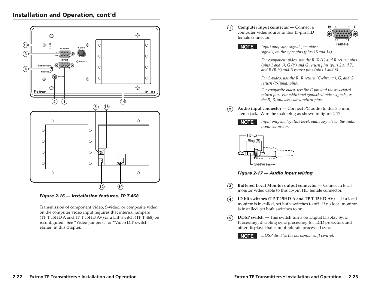 Installation and operation, cont’d | Extron Electronics TP Transmitters User Guide User Manual | Page 19 / 31