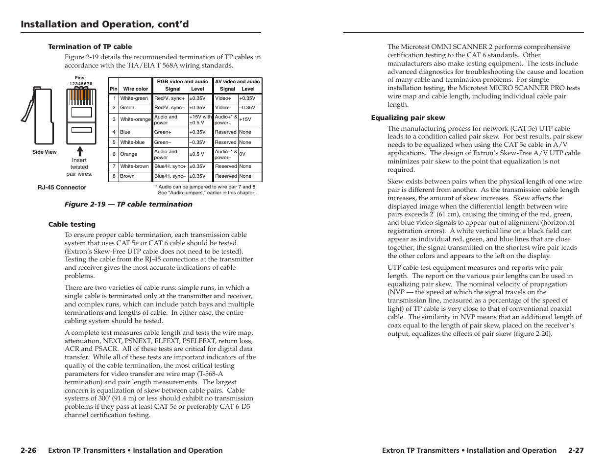 Installation and operation, cont’d | Extron Electronics TP Transmitters User Guide User Manual | Page 21 / 31