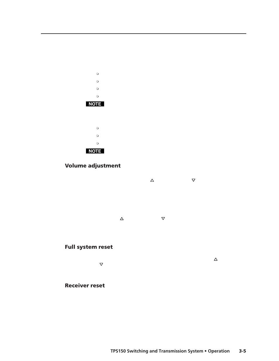 Volume adjustment, Full system reset, Receiver reset | Extron Electronics TPS150 User Guide User Manual | Page 25 / 54