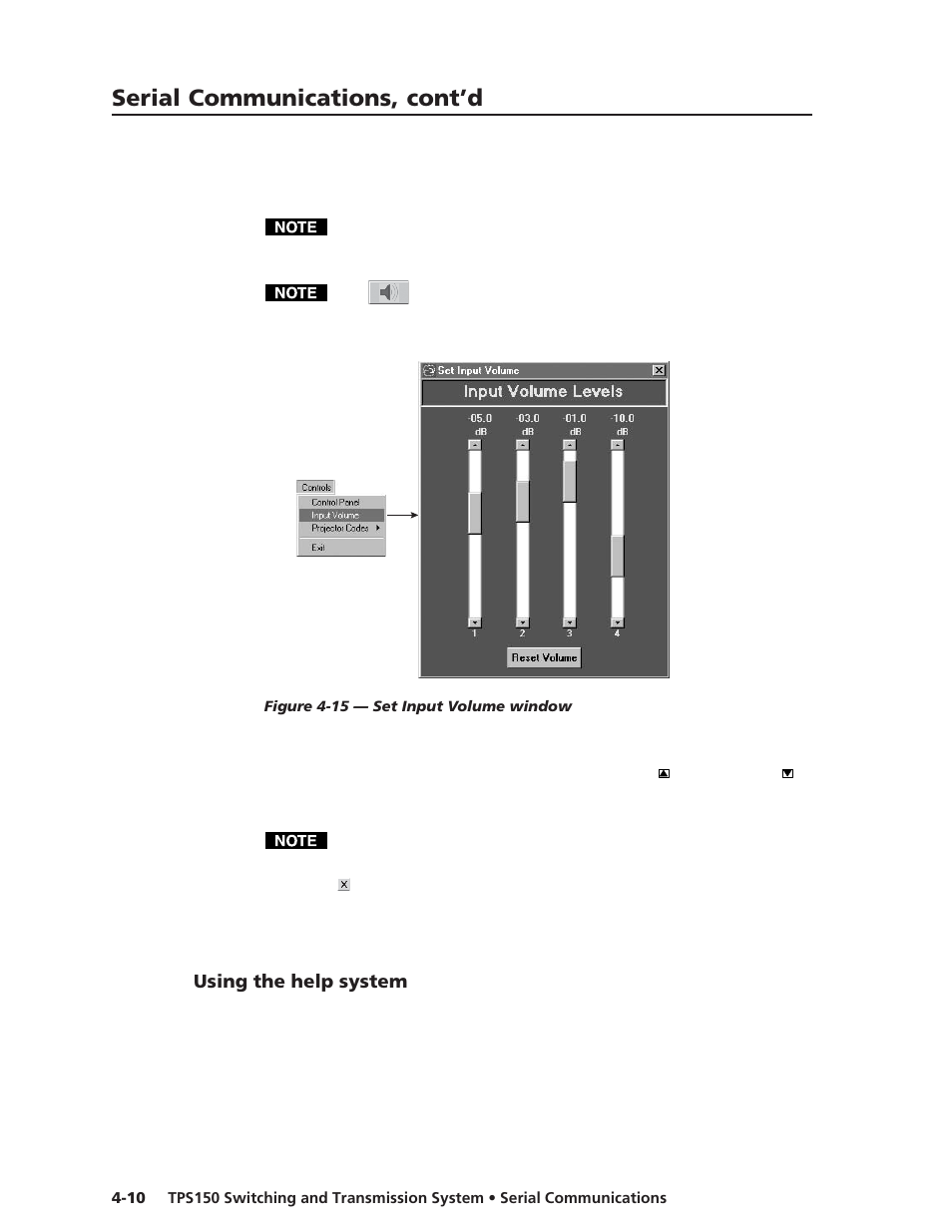 Serial communications, cont’d, Using the help system | Extron Electronics TPS150 User Guide User Manual | Page 38 / 54