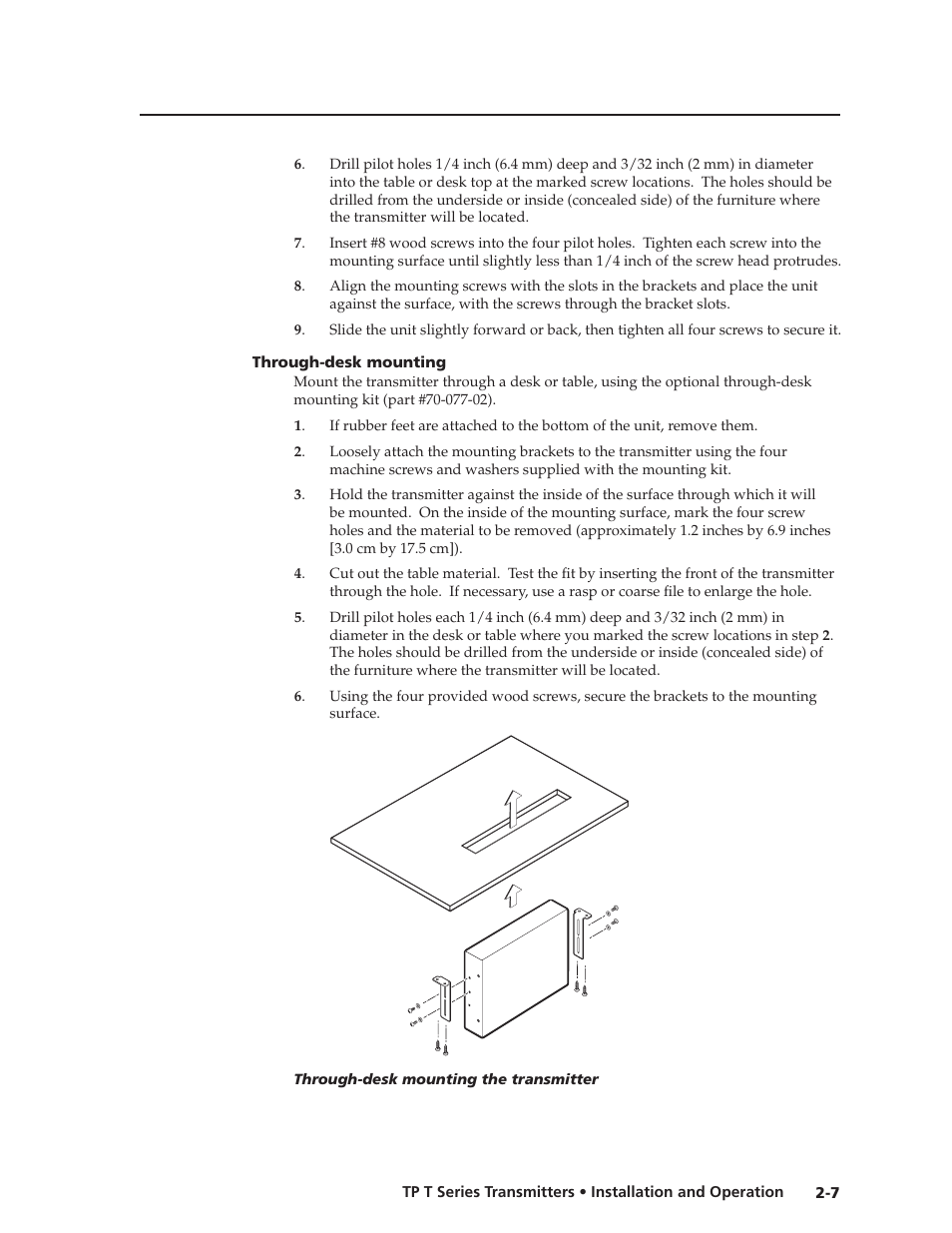 Through-desk mounting, Through-desk mounting -7, Preliminar y | Extron Electronics TP T Series Transmitters User Guide User Manual | Page 17 / 34