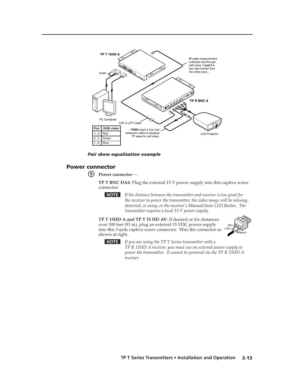 Power connector, Power connector -13, Preliminar y | Extron Electronics TP T Series Transmitters User Guide User Manual | Page 23 / 34