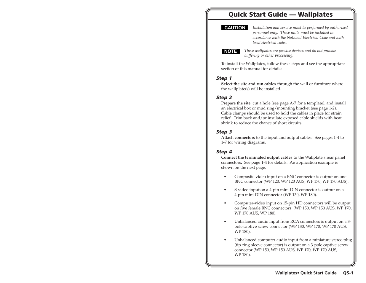 Quick start guide — wallplates | Extron Electronics Wallplates Installation User Manual | Page 3 / 15