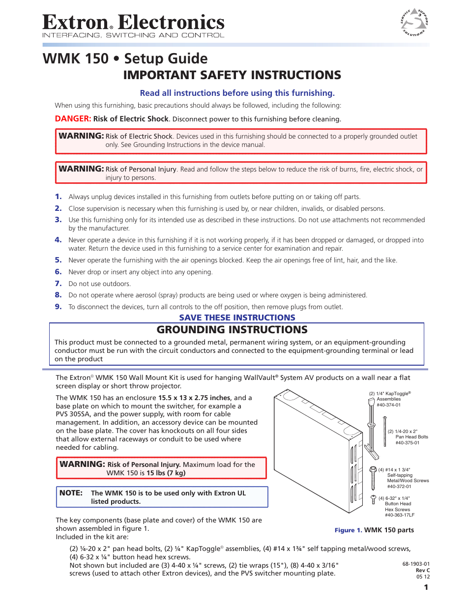 Extron Electronics WMK 150 User Manual | 6 pages
