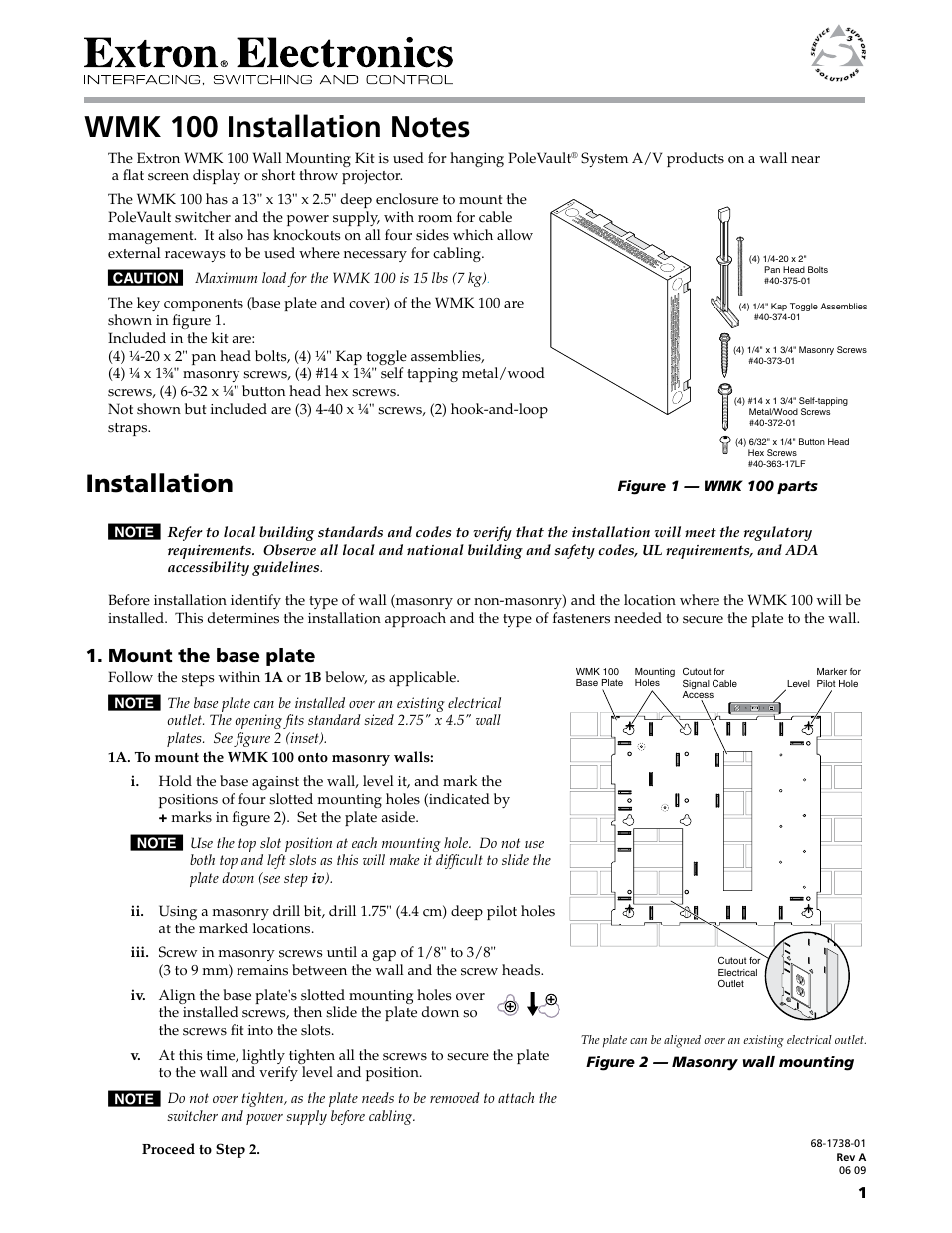 Extron Electronics WMK 100 User Manual | 4 pages