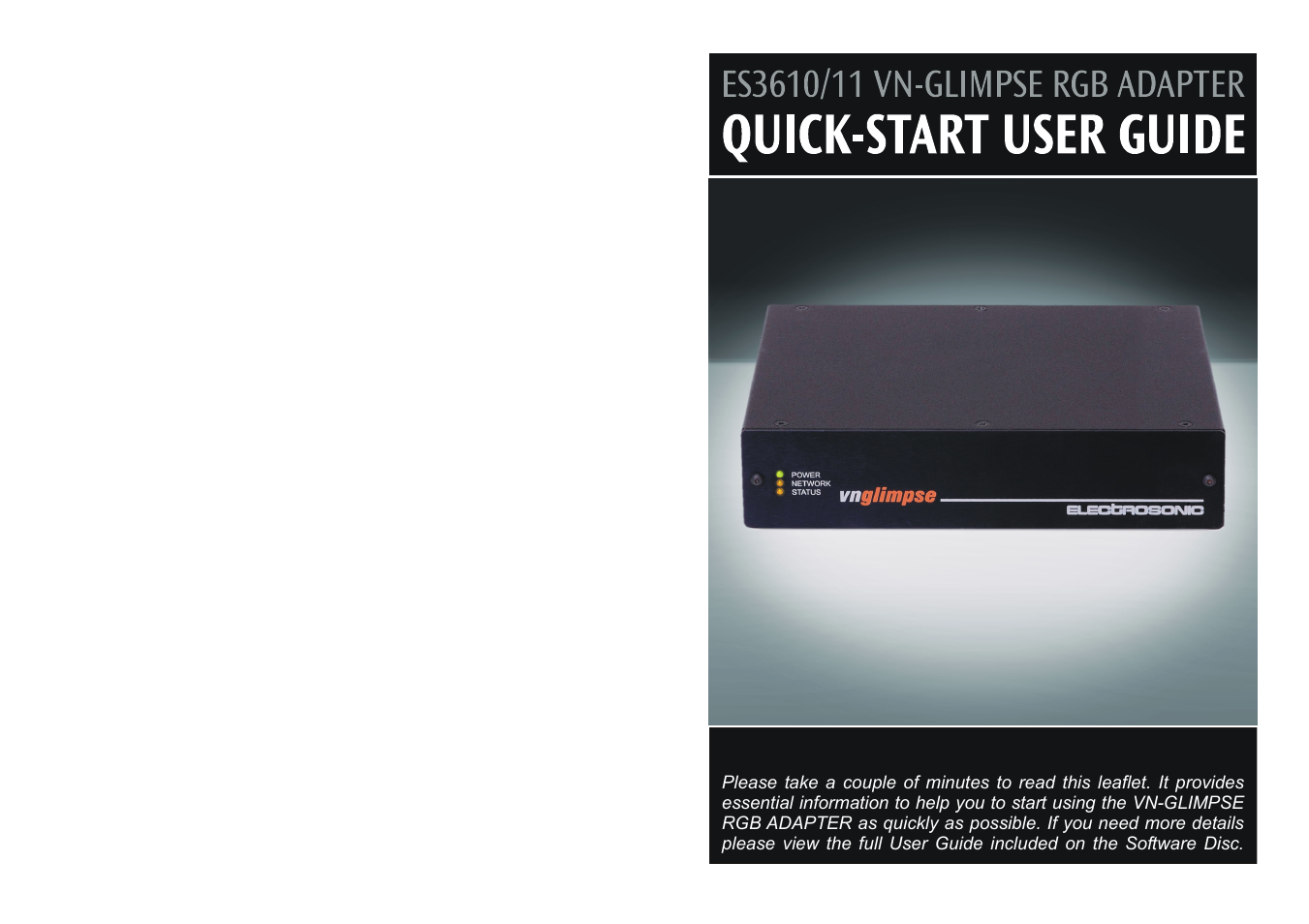 Extron Electronics ES3610_11 Quick Start User Manual | 8 pages